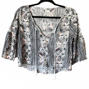 Hollister Crop Top Aztec Design Tassel Tie Top
